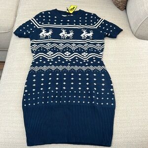 Tipsy Elves Navy Sweater Dress in Size S.